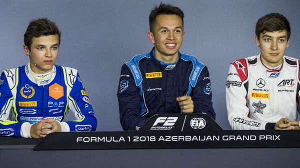 George Russell Lando Norris Alex Albon in F2