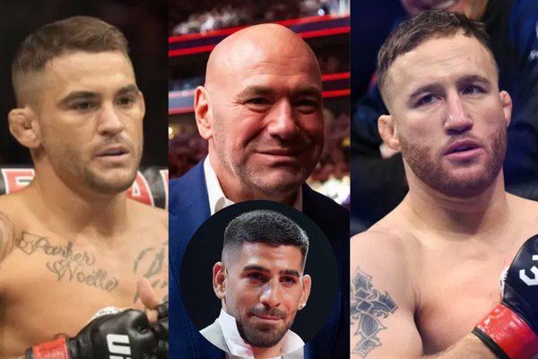 Dustin Poirier, Dana White, Justin Gaethje, Ilia Topuria