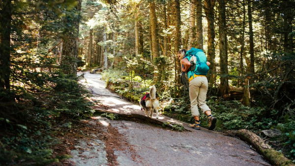 woman-dog-hiking